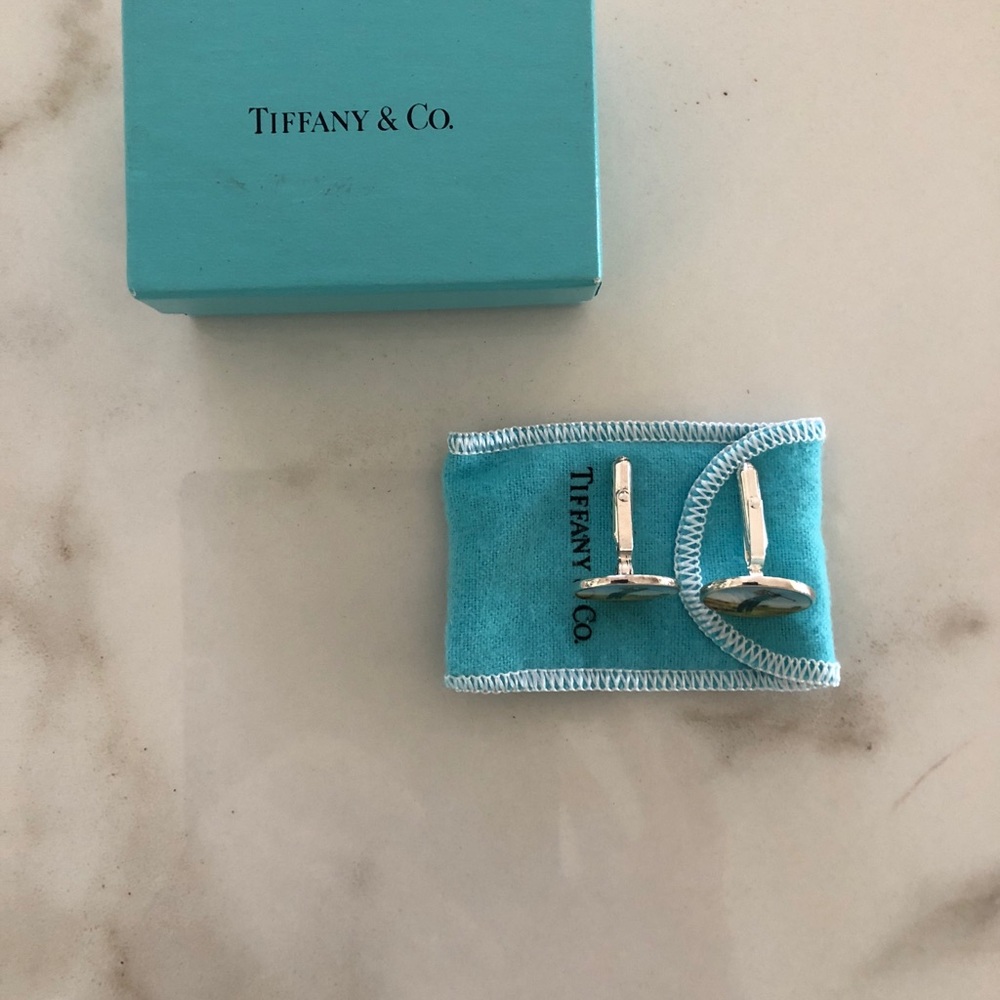 Vintage Tiffany & Co. Enamel Sterling cuff links